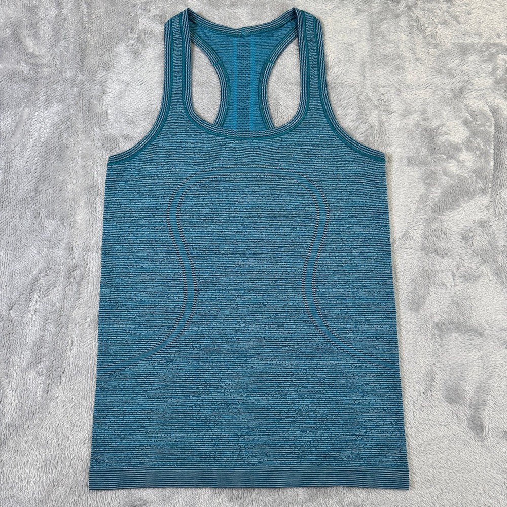 Lululemon Swiftly Tech Racerback Tank Women 6 Indian Ocean Blue W1AD0S Gym Yoga